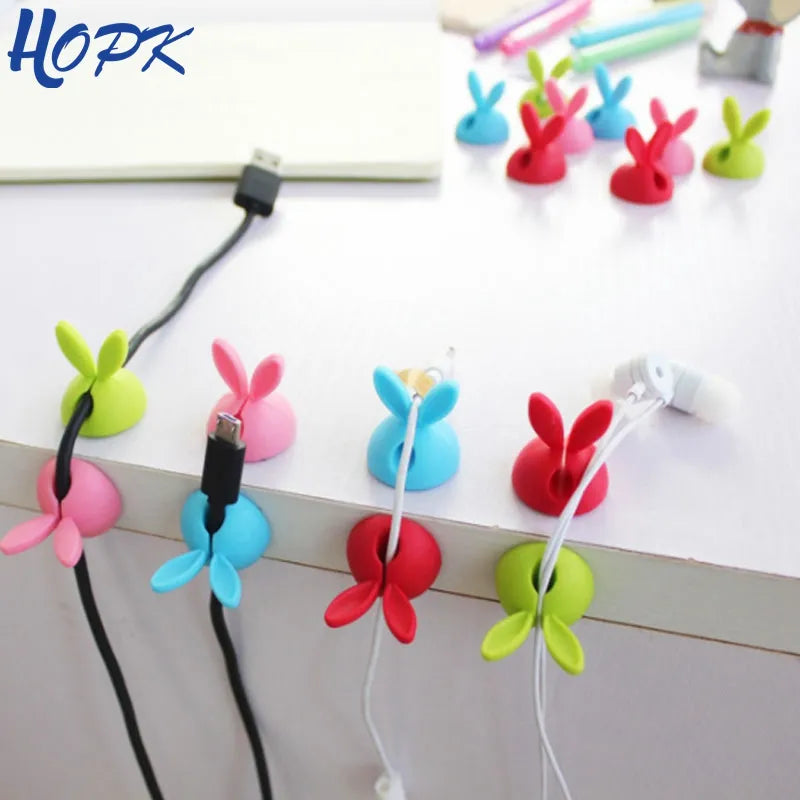 4pcs Cord Cable Storage Desk Set Rabbit Shaped Wire Clip