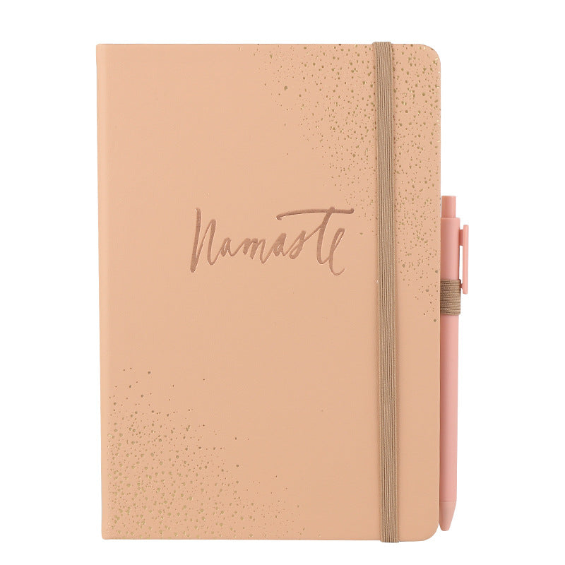 Namaste PU Leather Diary Note Book Custom Elastic Band Hardcover Planner Journal